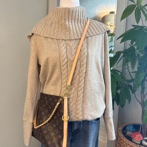 LOFT Taupe Cowl Neck Sweater